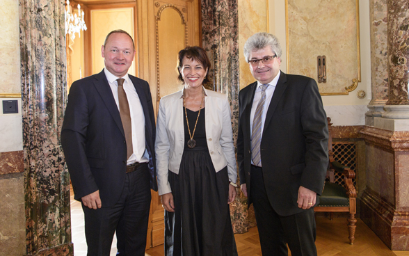 Bundespräsidentin Doris Leuthard, Nationalratspräsident Jürg Stahl und Ständeratspräsident Ivo Bischofberger